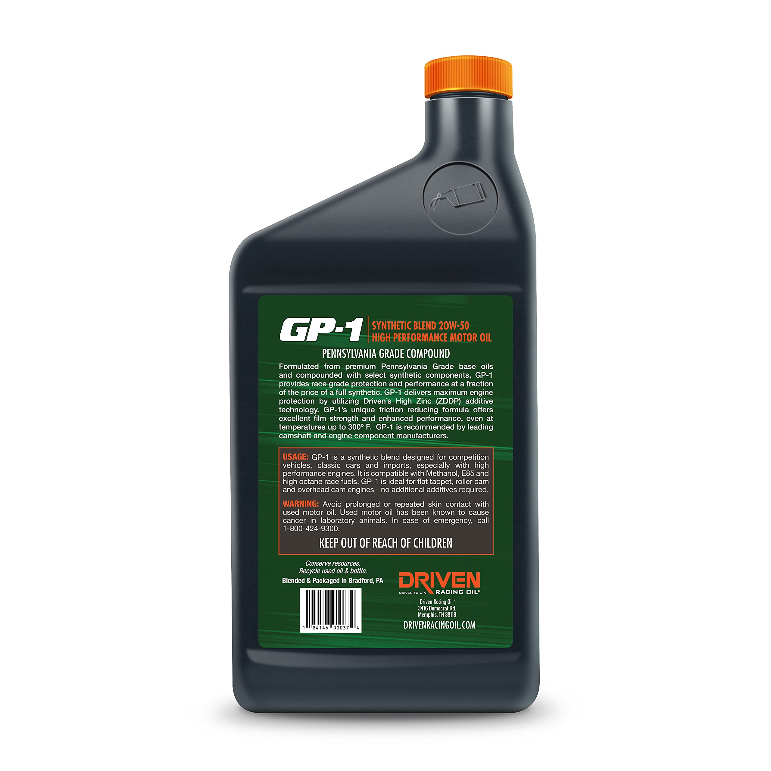 Driven Racing Oil GP-1 Synthetic Blend Motor Oil 20w-50 (12 Quart Bottles) - Image 3